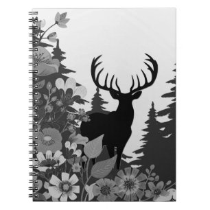 Deer with Big Rack Out of Forest Notebook