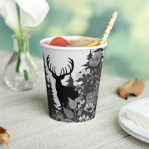 Deer with Big Rack Out of Forest Paper Cups