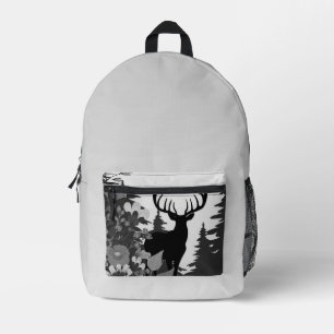 Deer with Big Rack Out of Forest Printed Backpack