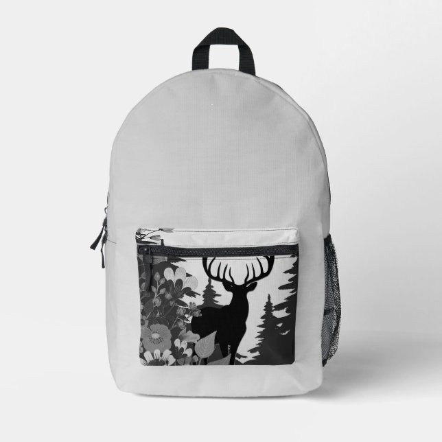 Deer with Big Rack Out of Forest  Printed Backpack (Front)