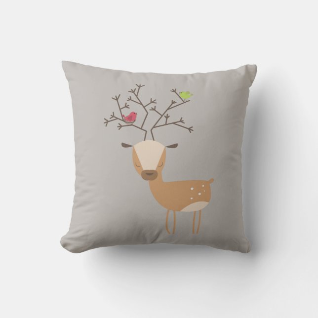 Deer with Birds Cushion (Front)