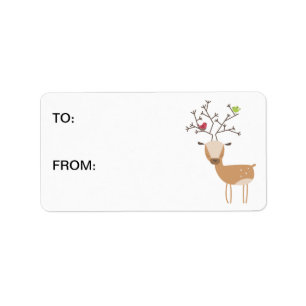 Deer with Birds Label
