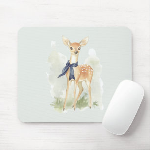 Deer with Blue Bow Mouse Mat