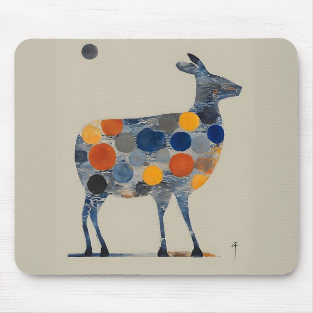 Deer with Coloured Circles Mouse Mat (Front)