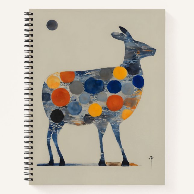 Deer With Coloured Circles Notebook (Front)