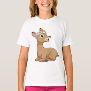 Deer with Daisy Flower T-Shirt