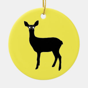 Deer With Headlights Ceramic Tree Decoration