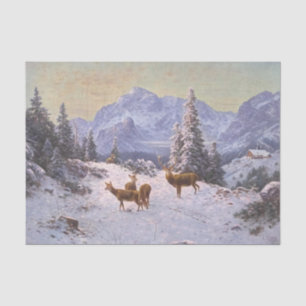 Deer with herd in winter, Decoupage Tissue Paper