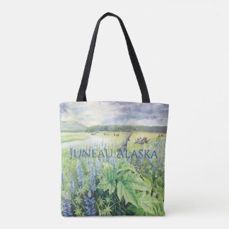 Deer with Lupine of Alaska Tote Bag