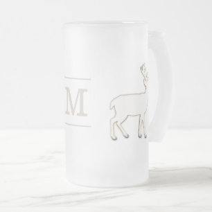 Deer with Monogram Glass Stein