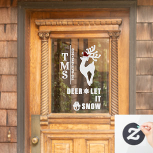 Deer with Monogram + SC-Hat Christmas Window Cling
