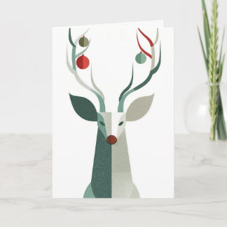 Deer with ornaments on antlers card