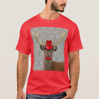 Deer With Red Hat and Moustache