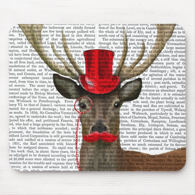 Deer with Red Top Hat and Moustache Mouse Mat (Front)