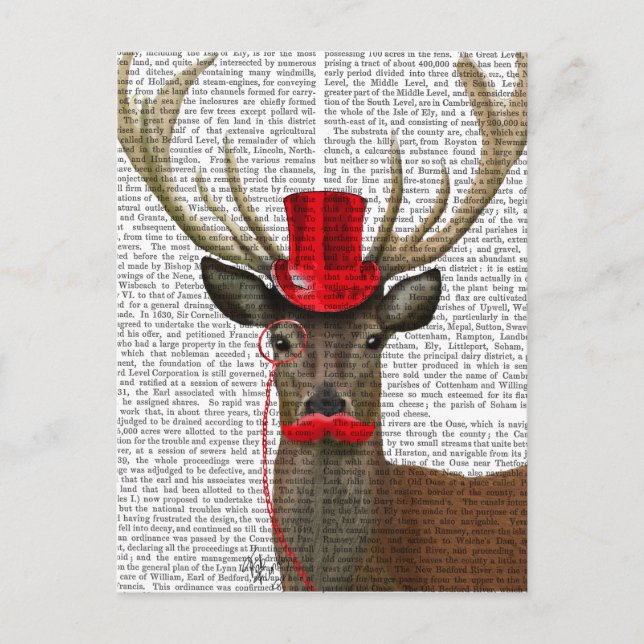 Deer with Red Top Hat and Moustache Postcard (Front)