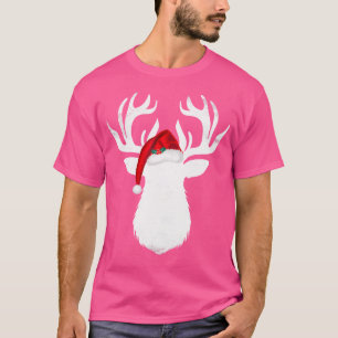 Deer With Santa Hat Christmas Hunting T-Shirt
