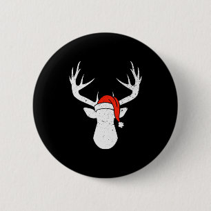 Deer With Santa Hat Christmas Pajama Hunting Gift 6 Cm Round Badge