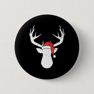Deer With Santa Hat Christmas Pajama Hunting Gift 6 Cm Round Badge
