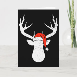 Deer With Santa Hat Christmas Pajama Hunting Gift Card