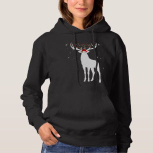 Deer With Santa Hat Lights Christmas Pajama Huntin Hoodie