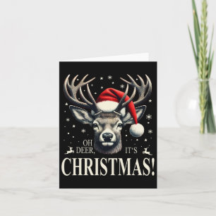 Deer With Santa Hat Oh Deer It's Christmas Card