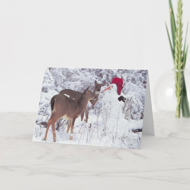 Deer with Snowman Card (Front)