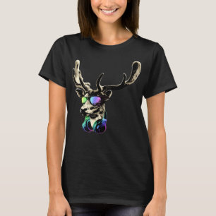 Deer With Sunglasses And Headphones Music Summer D T-Shirt