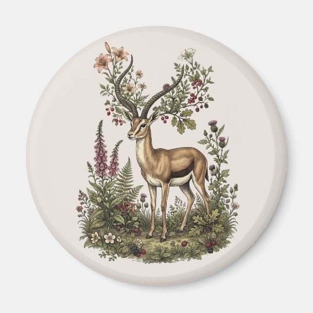 Deer with Wildflower  Magnet (Front)