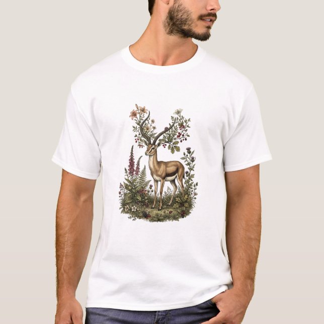 Deer with Wildflower  T-Shirt (Front)