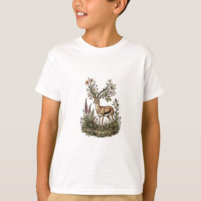 Deer with Wildflower  T-Shirt (Front)