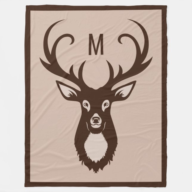Deer with Your Monogram fleece blankets (Front)