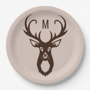 Deer with Your Monogram paper plates