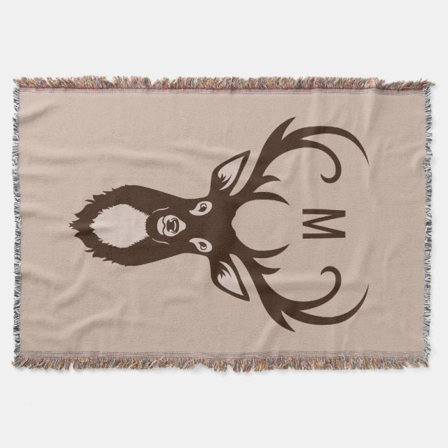 Deer with Your Monogram throw blanket (Front)
