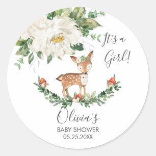 Deer Woodland Animal Baby Shower Thank You Favour Classic Round Sticker