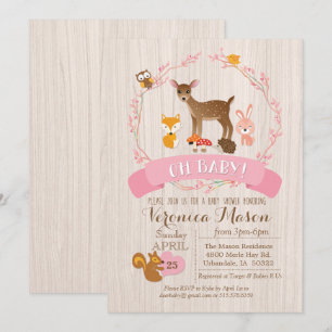 Deer Woodland Animals Baby Shower Invitation