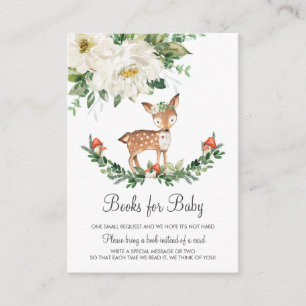 Deer Woodland Animals Bring a Book Baby Shower Enclosure Card