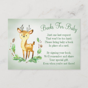 Deer Woodland Baby Shower Book Card Bring A Book