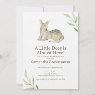 Deer Woodland Baby Shower Invitation