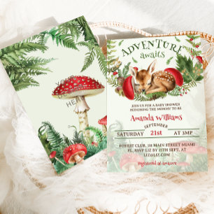 Deer Woodland Botanical Gender Neutral Baby Shower Invitation
