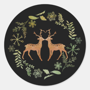 Deer Wreath Christmas Stickers