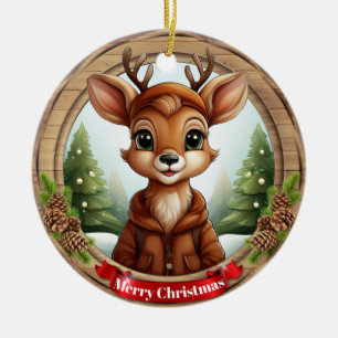 Deer Xmas Character Reindeer Animal Christmas Cer Ceramic Tree Decoration