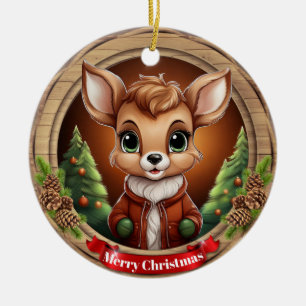 Deer Xmas Character Reindeer Animal Christmas Cer Ceramic Tree Decoration