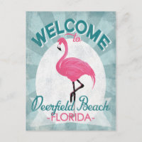 Deerfield Beach Florida Pink Flamingo Retro