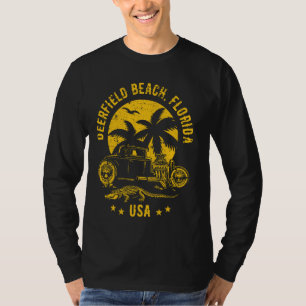 Deerfield Beach Florida Sunset Hotrod Alligator De T-Shirt