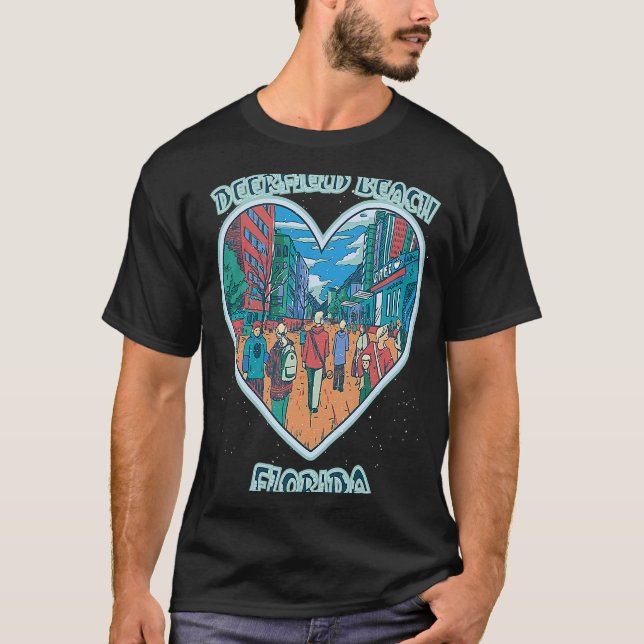 Deerfield Beach In Florida Travel Souvenir Heart T-Shirt (Front)