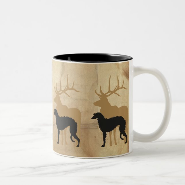 Deerhound & Deer Two-Tone Coffee Mug (Right)