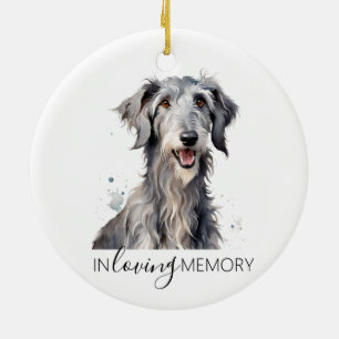 Deerhound memorial watercolour christmas ceramic tree decoration