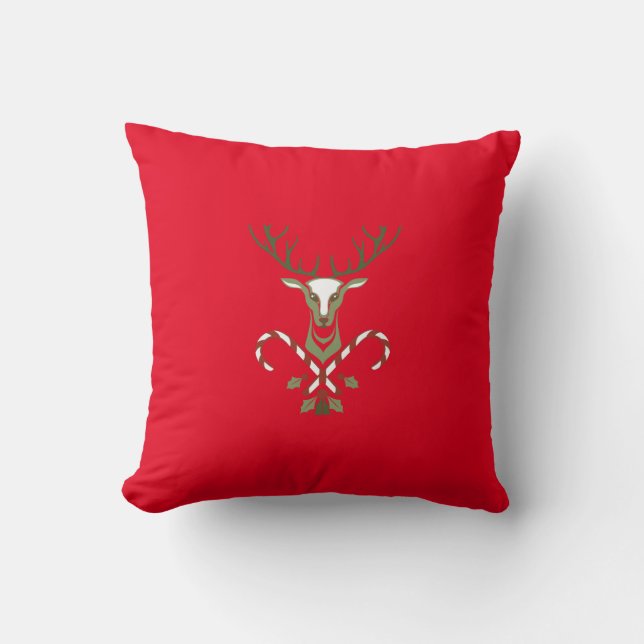 Deerly Loved Candy Cane Cushion (Front)