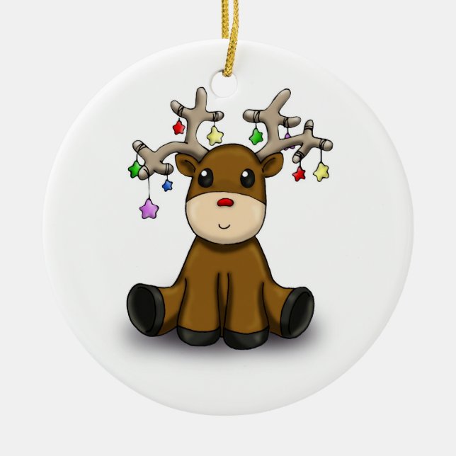 Deers Ceramic Tree Decoration (Front)