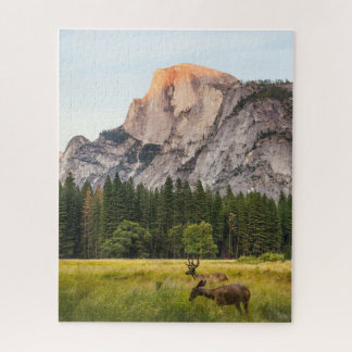 Deers in a Field Mountains Landscape  Jigsaw Puzzle